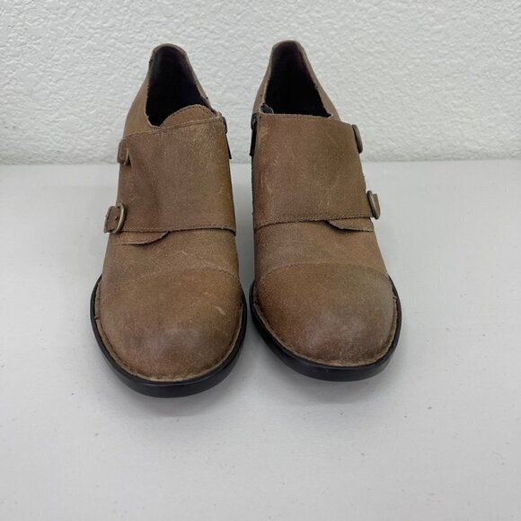 Born Davis Distressed Leather Monk Strap Heeled Bootie Shoe D77717 Womens 10 M - Picture 2 of 9